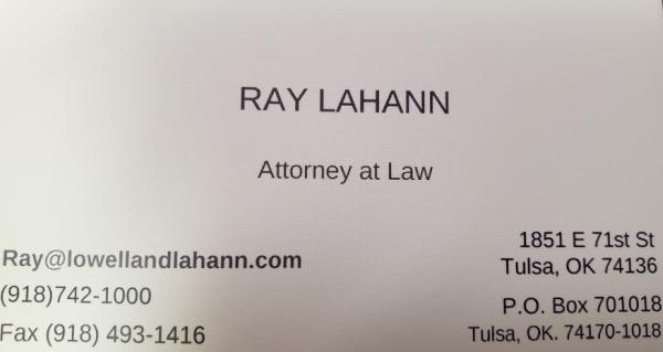 Ray Lahann, Attorney of Tulsa