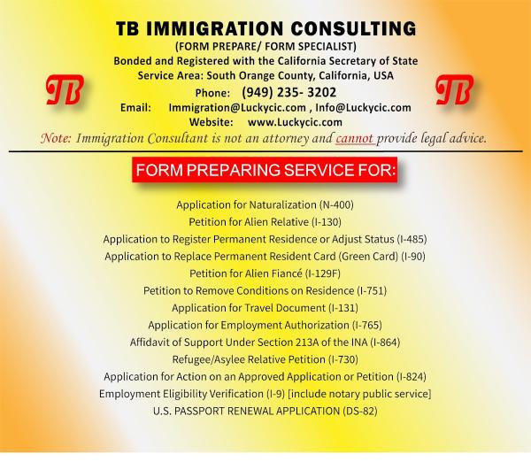 TB Immigration Consulting- Form Preparer