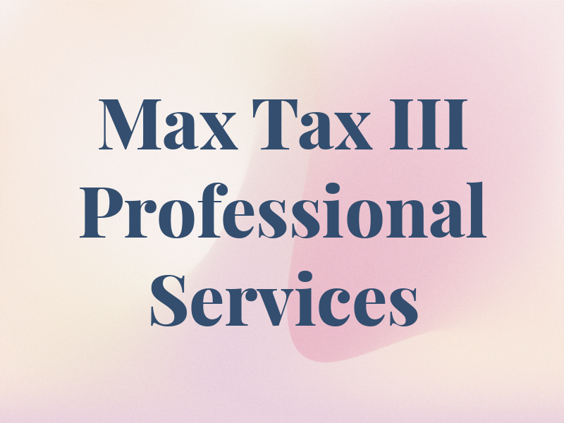 Max Tax III Professional Services