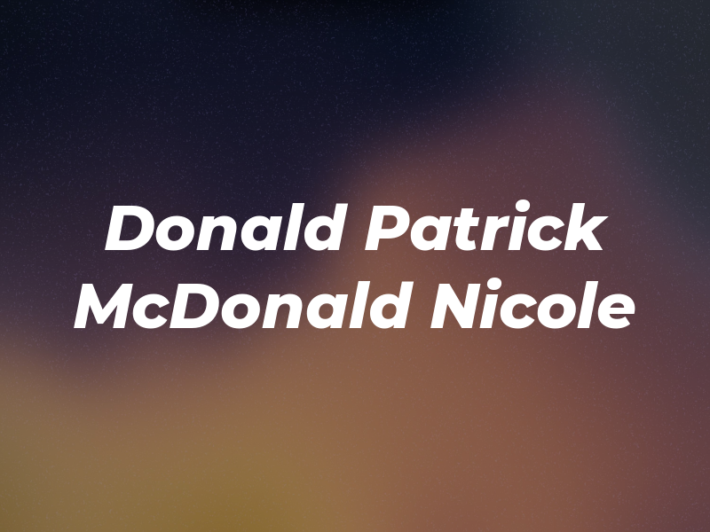 Mc Donald Patrick W & McDonald Nicole