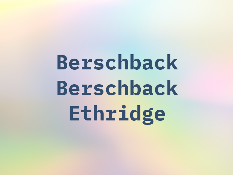 Berschback Berschback Ethridge