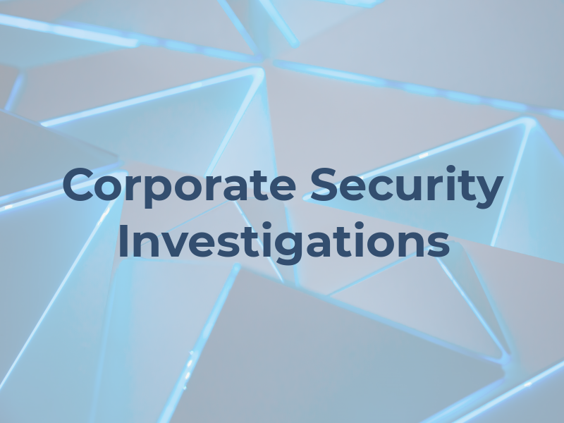 Corporate Security Investigations