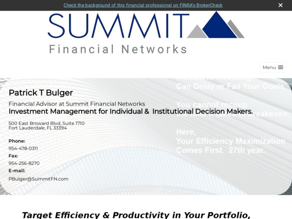 Patrick T Bulger, Financial Advisor